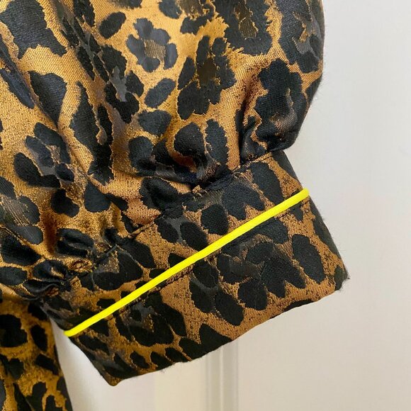 NWT For Love & Lemons Leopard Print and Neon Yellow Mini Dress, SMALL - Picture 10 of 12